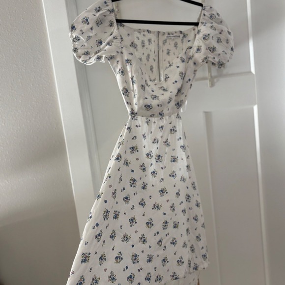 Reformation Emilia Floral Off Shoulder Mini Dress Puff Sleeve Sz 12 Cottagecore - Picture 7 of 7